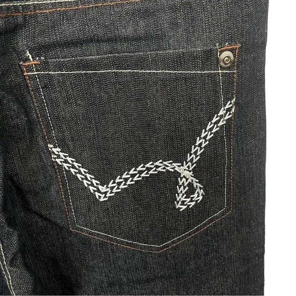Streetwear Jeans 5ive Jungle High Rise Dark Wash Denim Straight Leg Structured